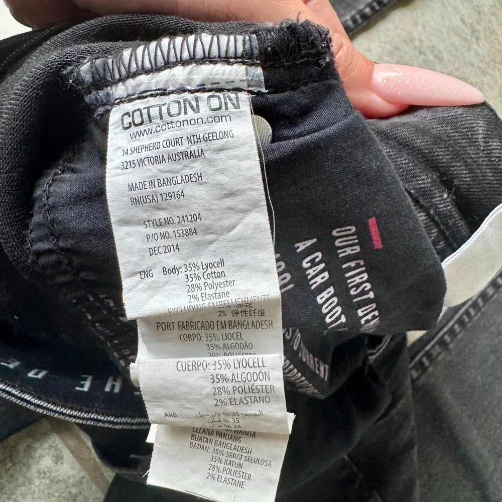 Y2K Cotton On The Deluxe Skinny Low Rise Jeans Black Wash Size‎ 4 Stretch